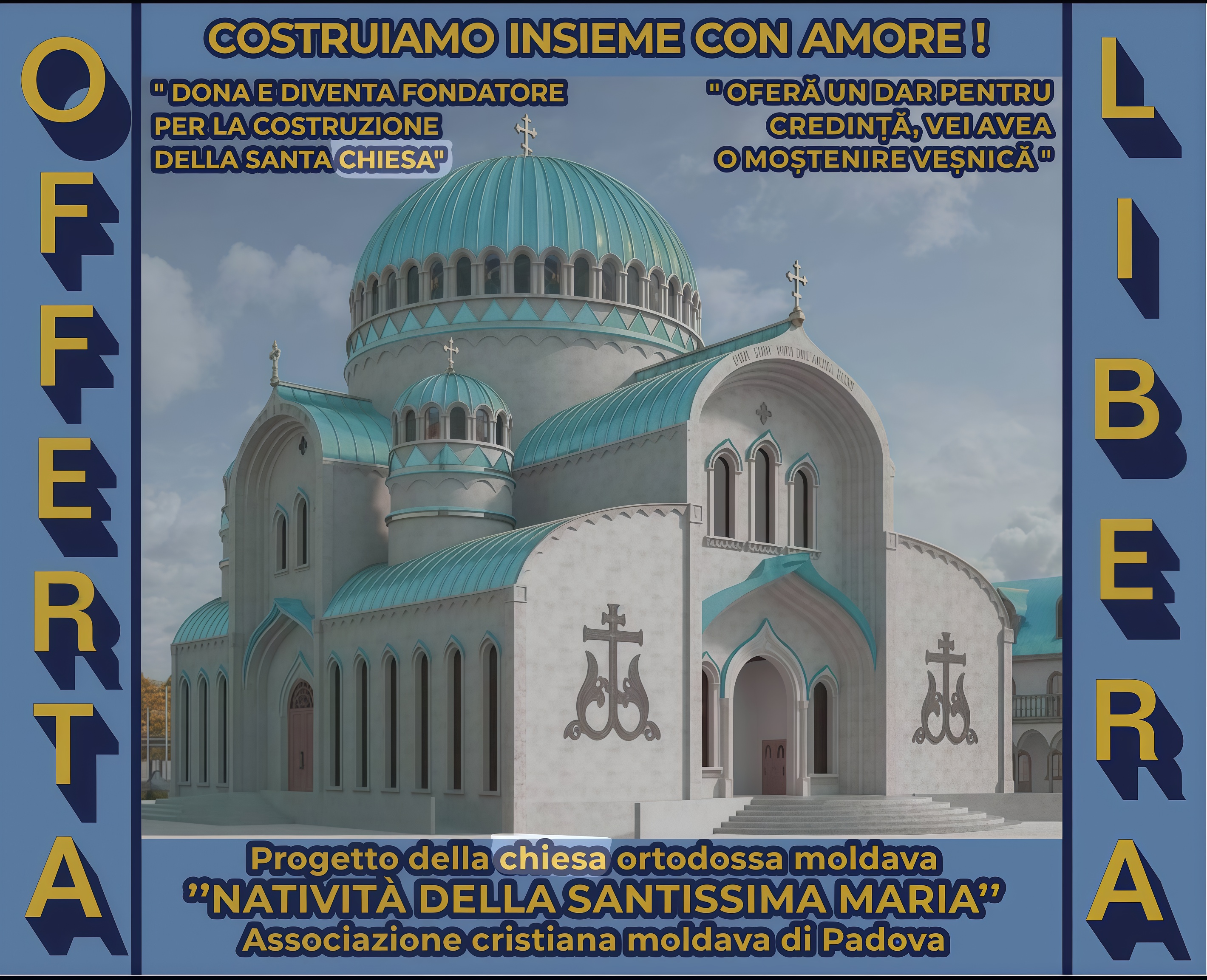 Volontari che preparano i materiali per la struttura della chiesa