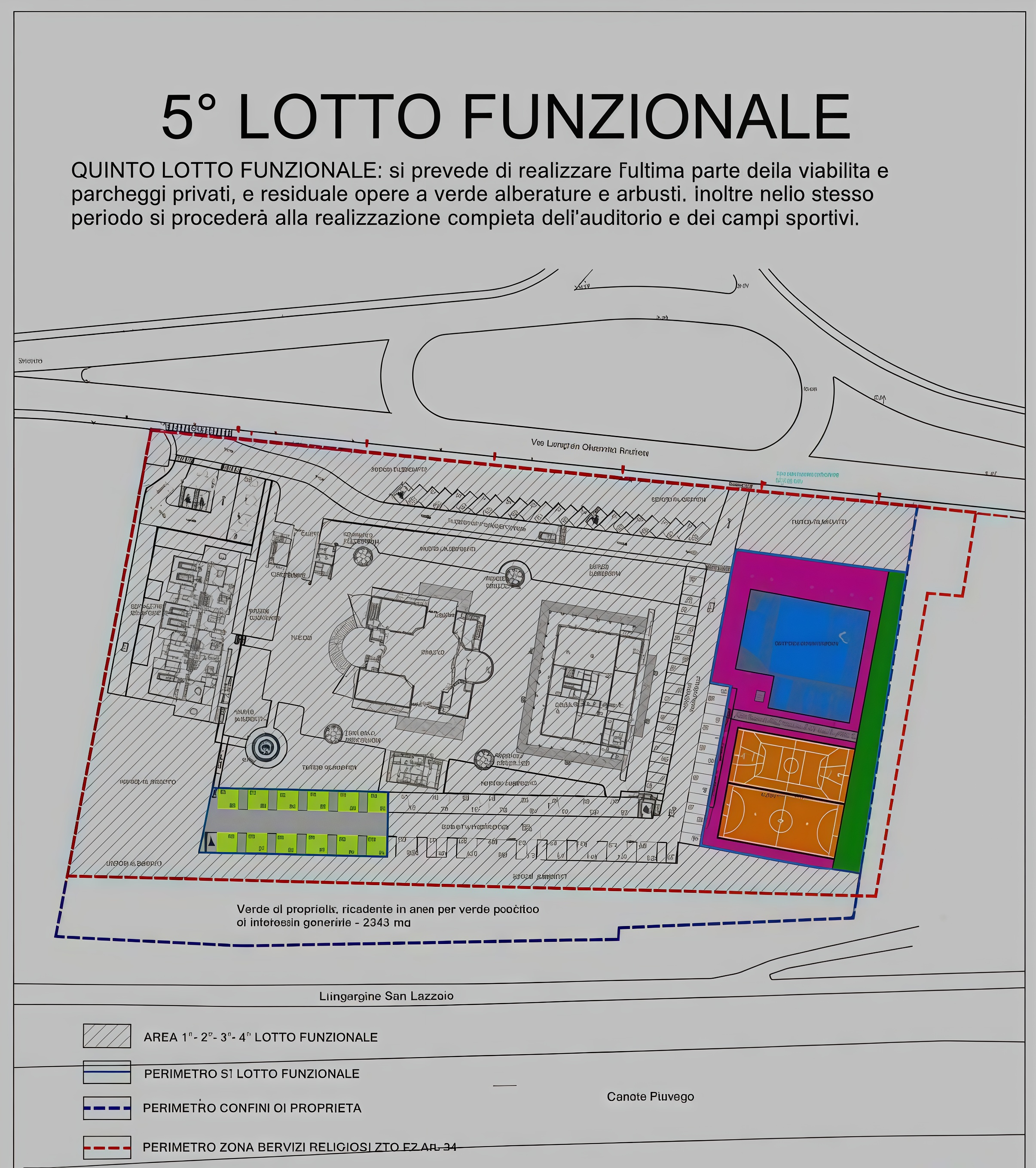 Veduta aerea del cantiere della chiesa in costruzione